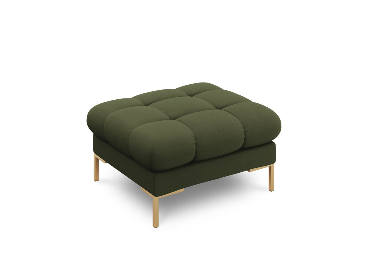 Quadratischer Pouf Bali mit gepolsterter Sitzfläche aus Stoff auf schlanken Metallbeinen