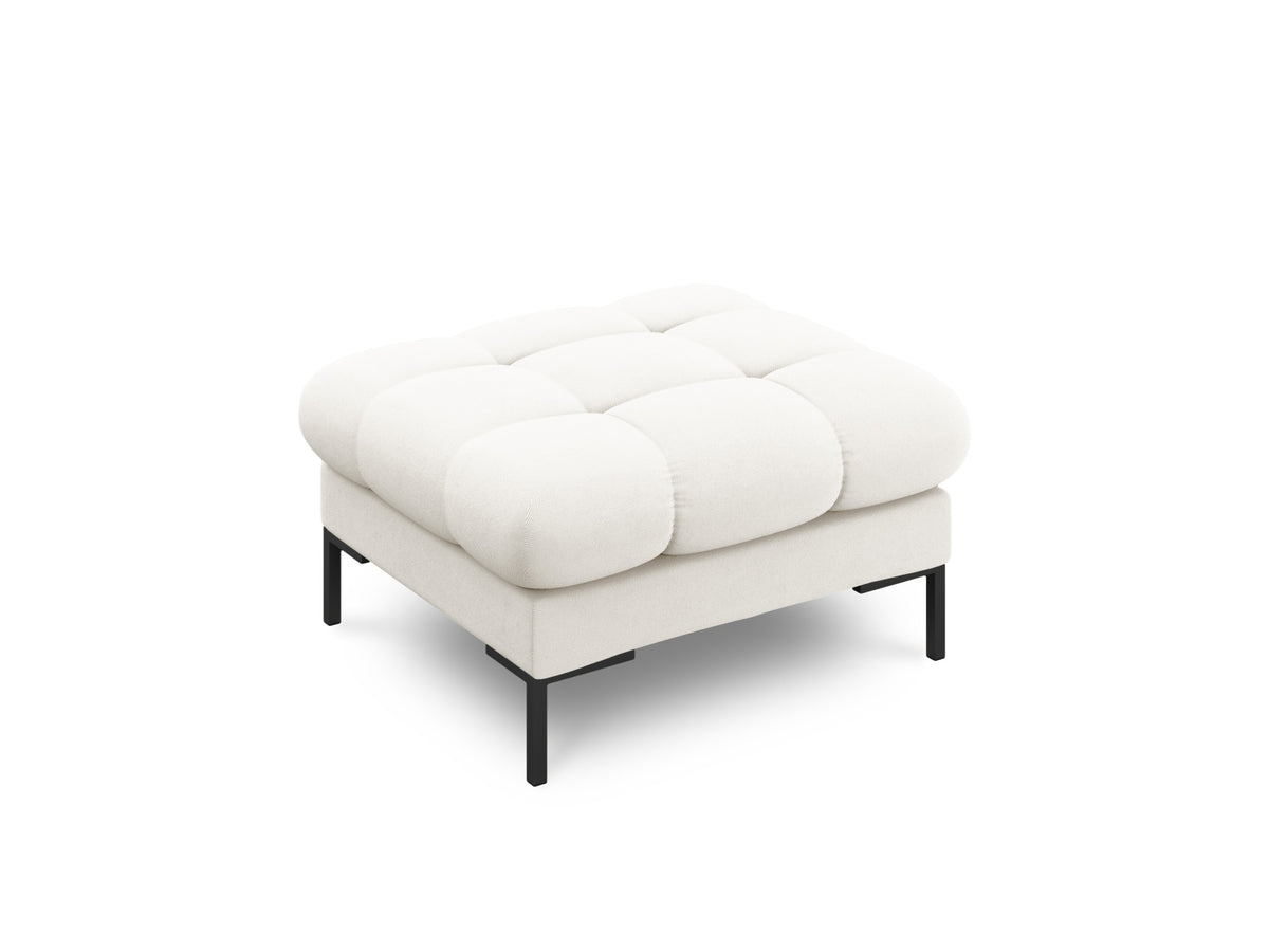 Quadratischer Pouf Bali mit gepolsterter Sitzfläche aus Stoff auf schlanken Metallbeinen