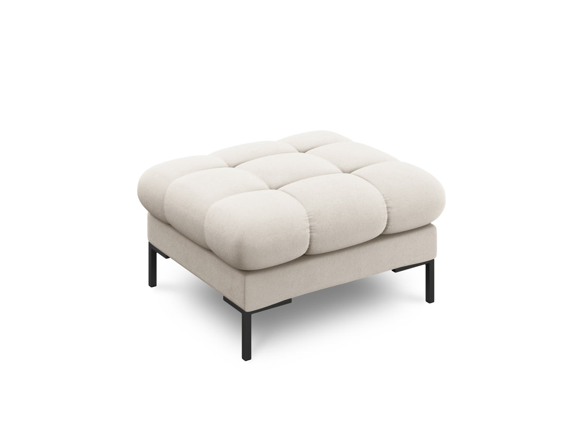 Quadratischer Pouf Bali mit gepolsterter Sitzfläche aus Stoff auf schlanken Metallbeinen