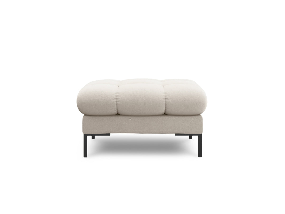 Quadratischer Pouf Bali mit gepolsterter Sitzfläche aus Stoff auf schlanken Metallbeinen