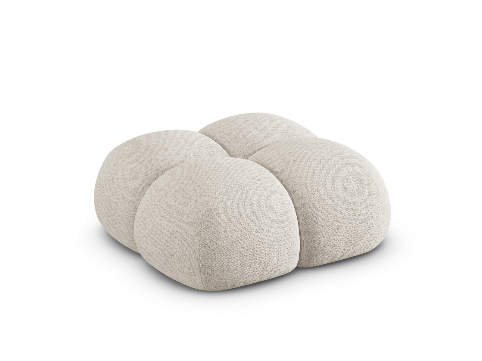 Eleganter Loretto Pouf in Beige, 90 cm Durchmesser, perfekt für stilvolle Akzente in jedem Raum und vielseitig kombinierbar.