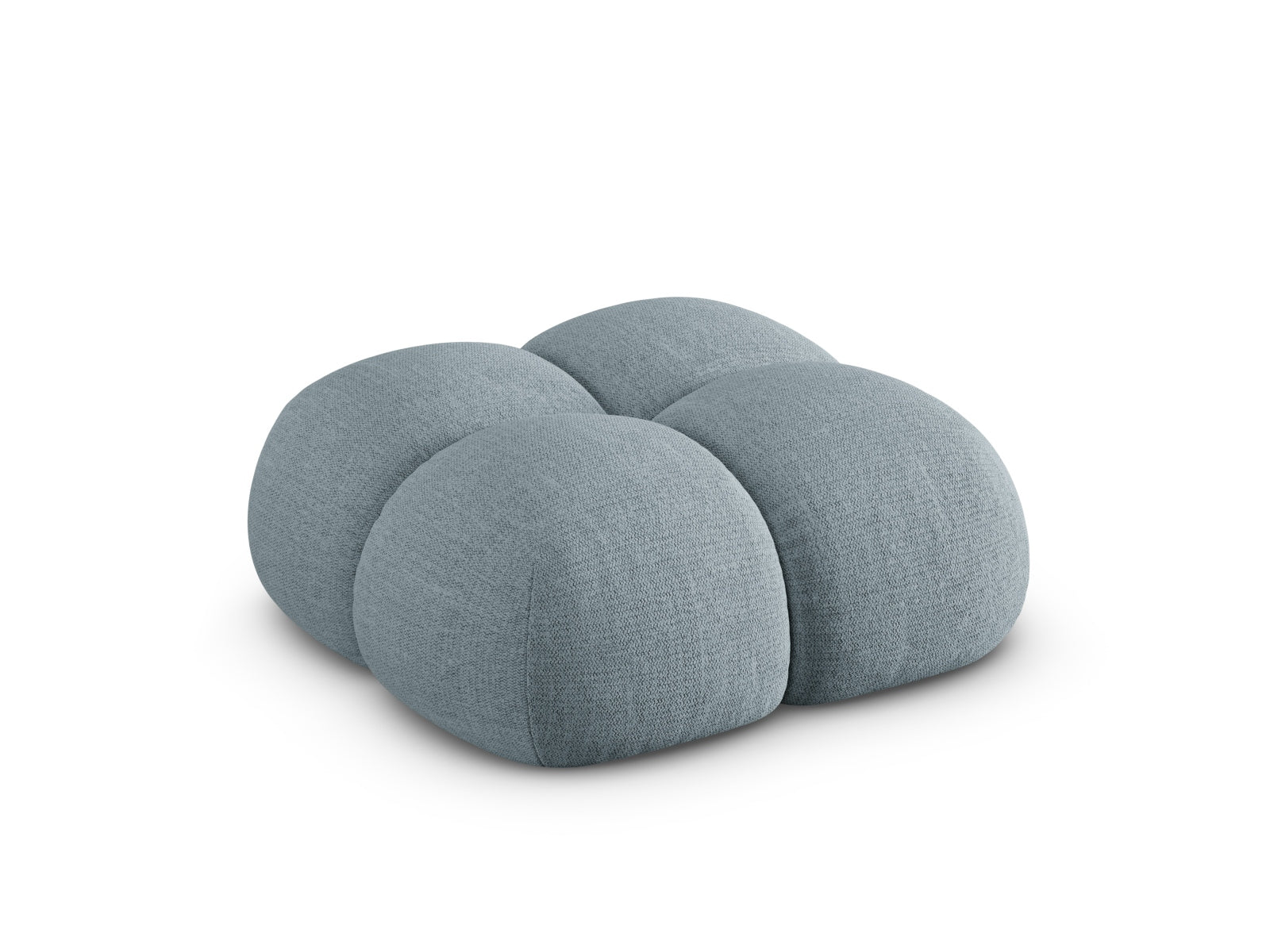 Moderner Loretto Pouf in zartem Pastellblau, vielseitig einsetzbar als Sitzgelegenheit oder stilvolles Deko-Accessoire für jedes Zuhause.