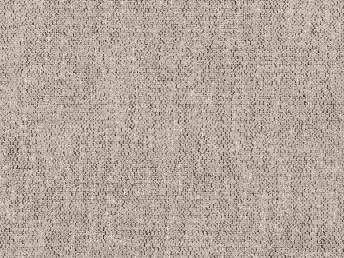 Beiger Pouf Verona mit Sorella-Strukturstoff, Massivholzrahmen und schwarzen Kunststoffbeinen, quaderförmige Sitzfläche.