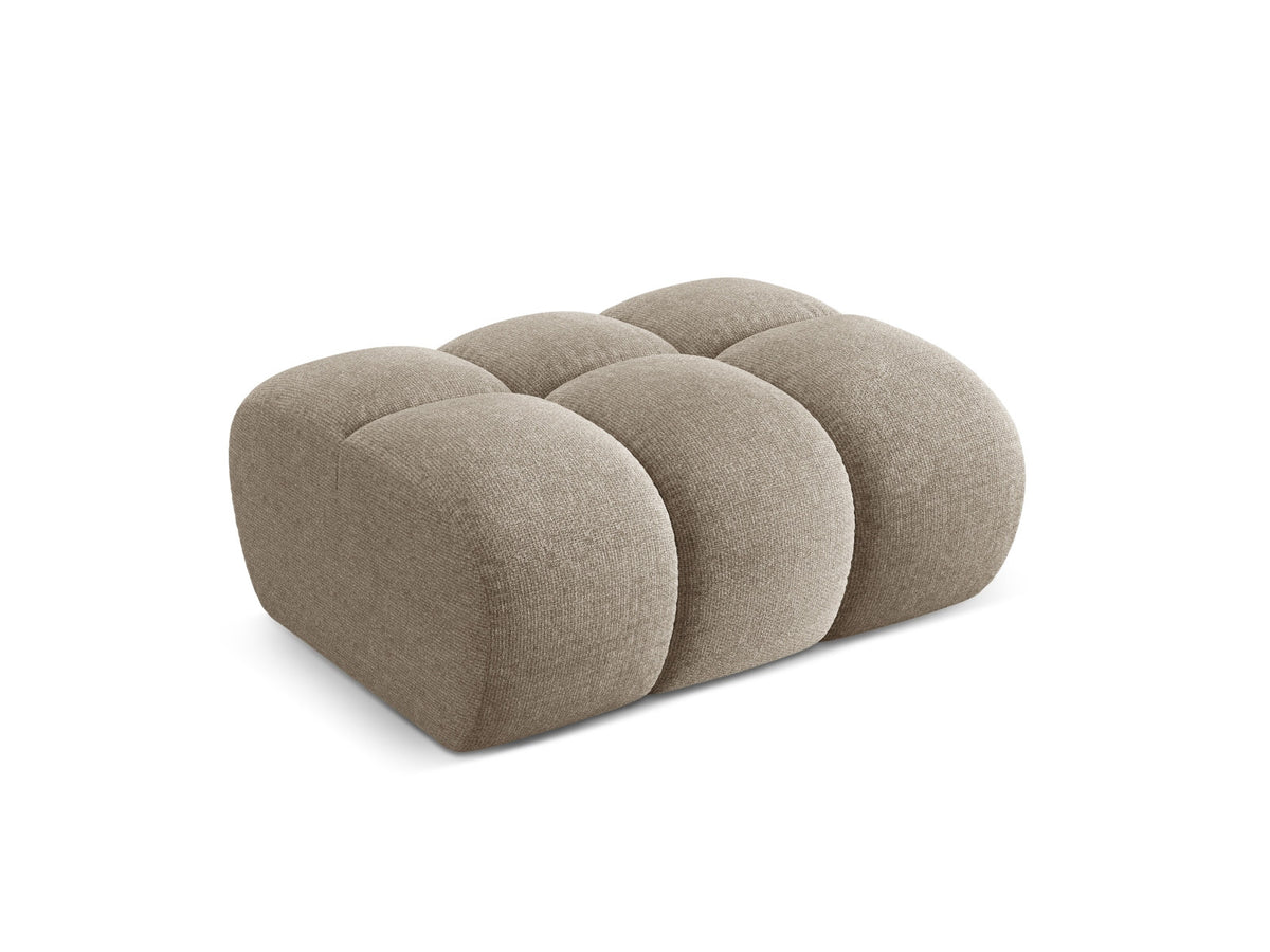 Rechteckiger Pouf Treno mit gepolsterter Sitzfläche, Stoffbezug und flachen schwarzen Beinen