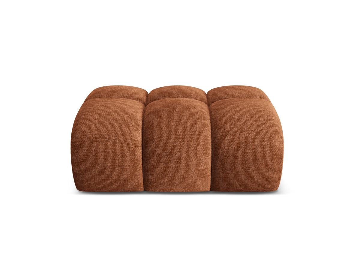 Rechteckiger Pouf Treno mit gepolsterter Sitzfläche, Stoffbezug und flachen schwarzen Beinen