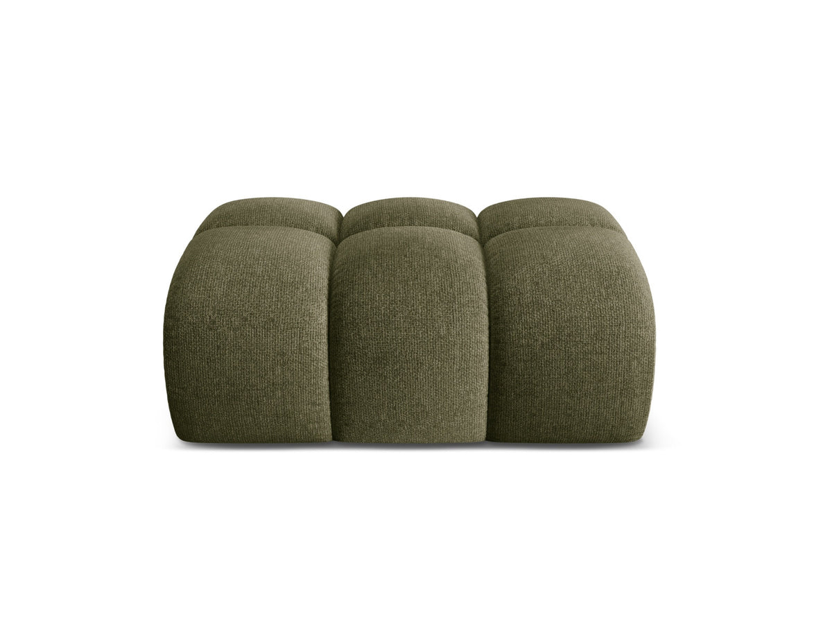Rechteckiger Pouf Treno mit gepolsterter Sitzfläche, Stoffbezug und flachen schwarzen Beinen