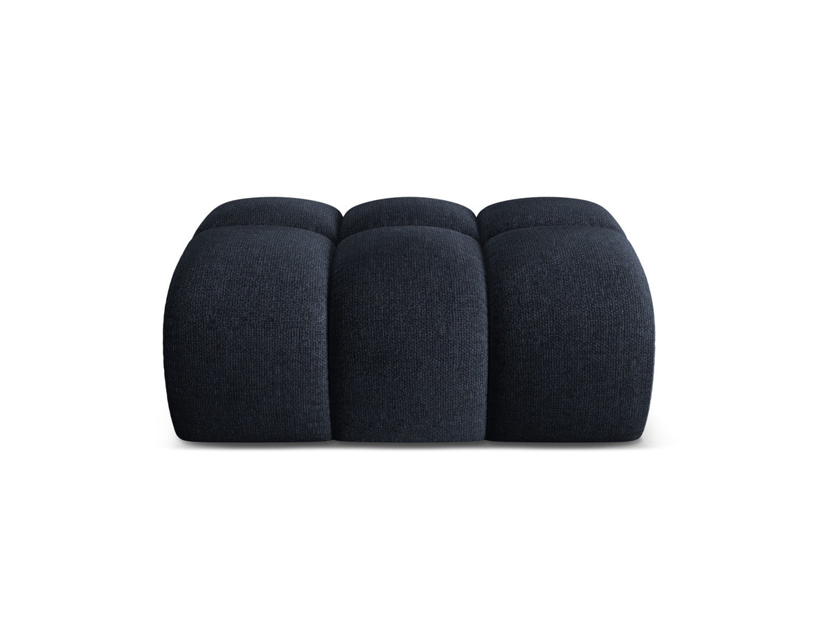 Rechteckiger Pouf Treno mit gepolsterter Sitzfläche, Stoffbezug und flachen schwarzen Beinen