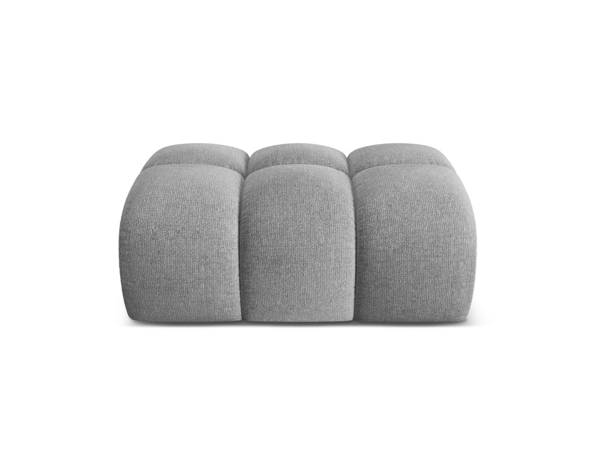 Rechteckiger Pouf Treno mit gepolsterter Sitzfläche, Stoffbezug und flachen schwarzen Beinen