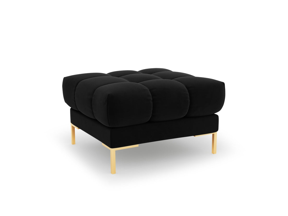 Quadratischer Pouf Bali mit gepolsterter Sitzfläche aus Stoff auf schlanken Metallbeinen
