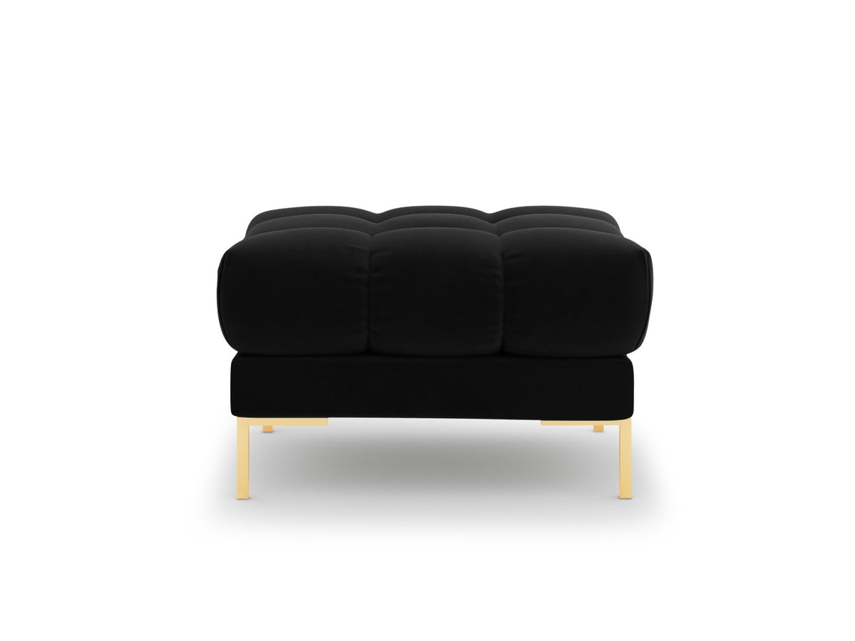 Quadratischer Pouf Bali mit gepolsterter Sitzfläche aus Stoff auf schlanken Metallbeinen