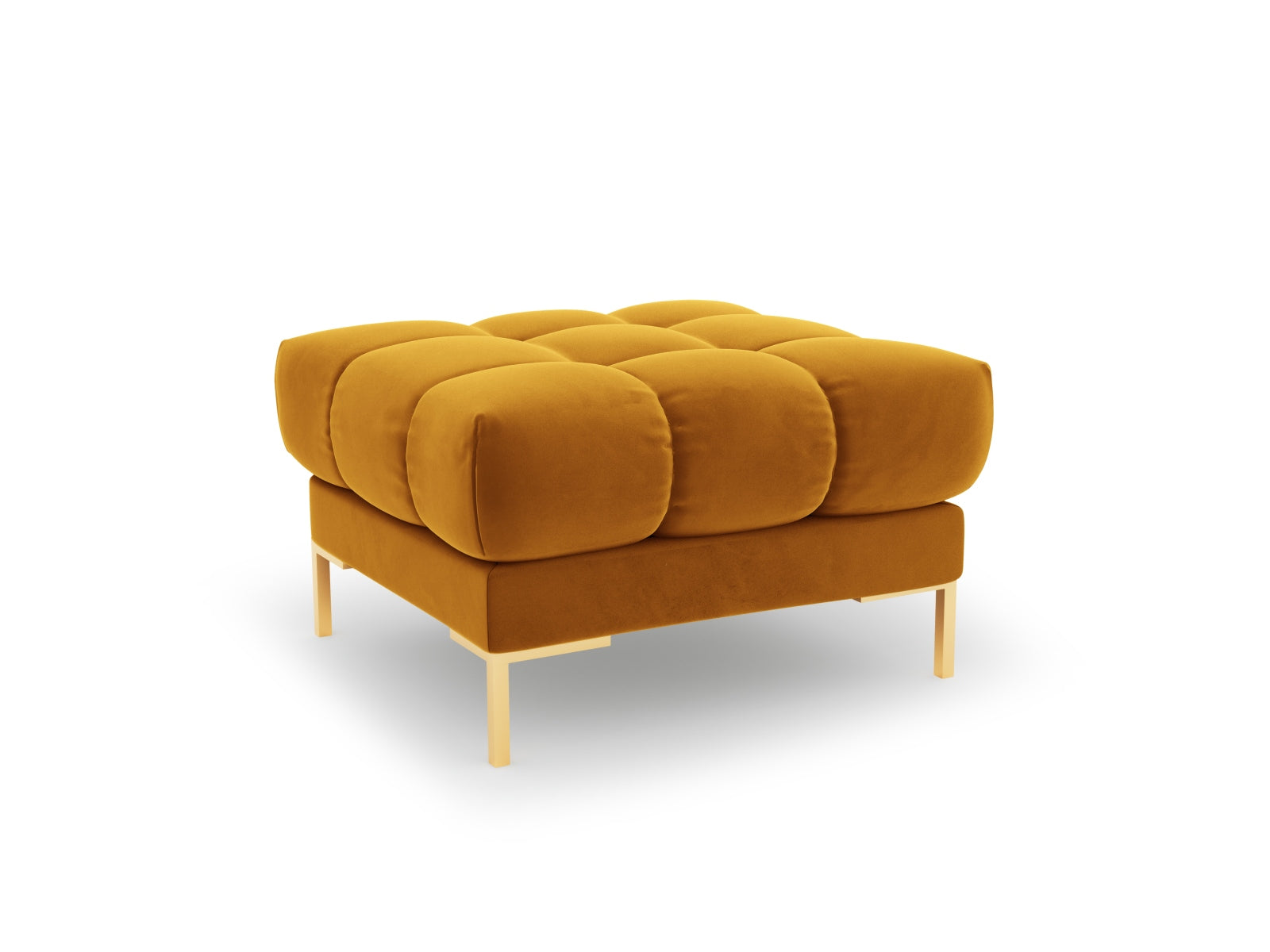 Stylischer 1-Sitzer Pouf Bali in lebhaftem Gelb-Blau, ideal für moderne Wohnräume. Hochwertige Materialien von Cosmopolitan Design.