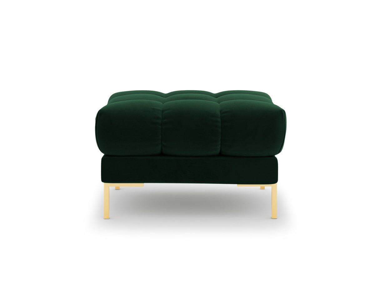 Quadratischer Pouf Bali mit gepolsterter Sitzfläche aus Stoff auf schlanken Metallbeinen