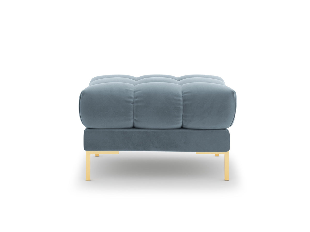 Quadratischer Pouf Bali mit gepolsterter Sitzfläche aus Stoff auf schlanken Metallbeinen