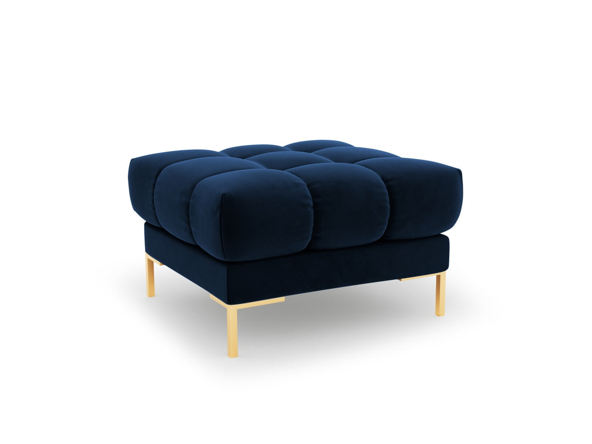 Quadratischer Pouf Bali mit gepolsterter Sitzfläche aus Stoff auf schlanken Metallbeinen