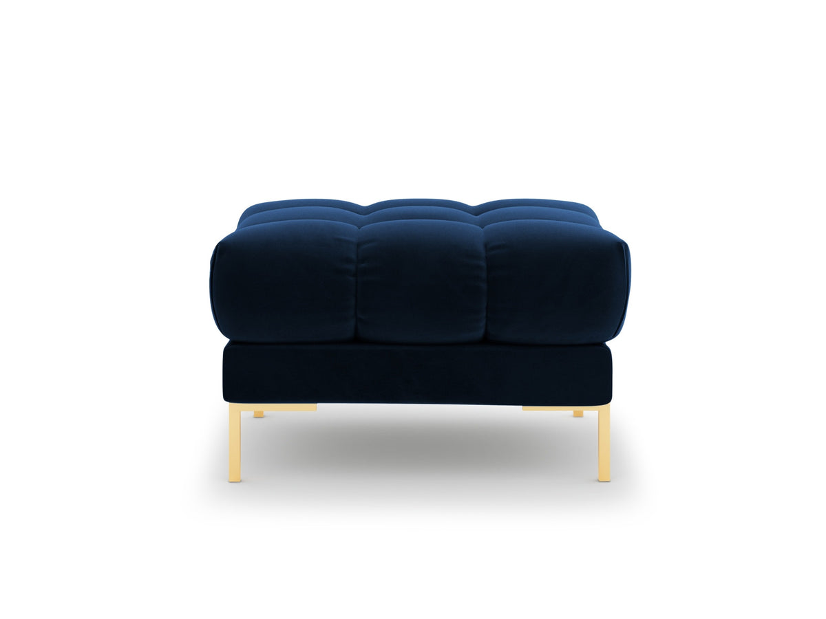 Quadratischer Pouf Bali mit gepolsterter Sitzfläche aus Stoff auf schlanken Metallbeinen