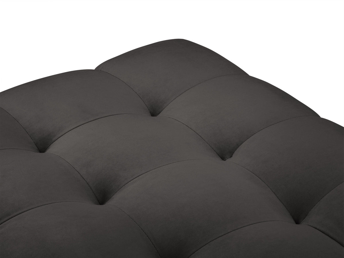 Quadratischer Pouf Bali mit gepolsterter Sitzfläche aus Stoff auf schlanken Metallbeinen