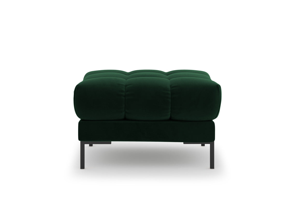 Quadratischer Pouf Bali mit gepolsterter Sitzfläche aus Stoff auf schlanken Metallbeinen