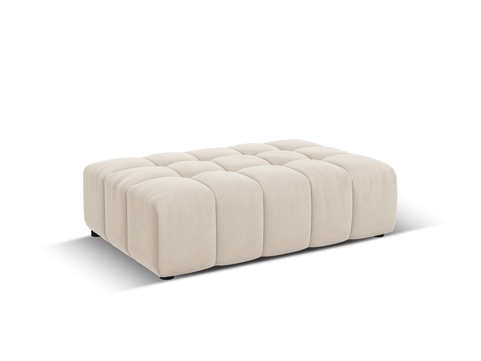 Eleganter Chicago Velour Pouf in sanftem Beige, ideal für stilvolle Wohnräume. 1 Sitzplatz, 80 cm Durchmesser, von Cosmopolitan Design.