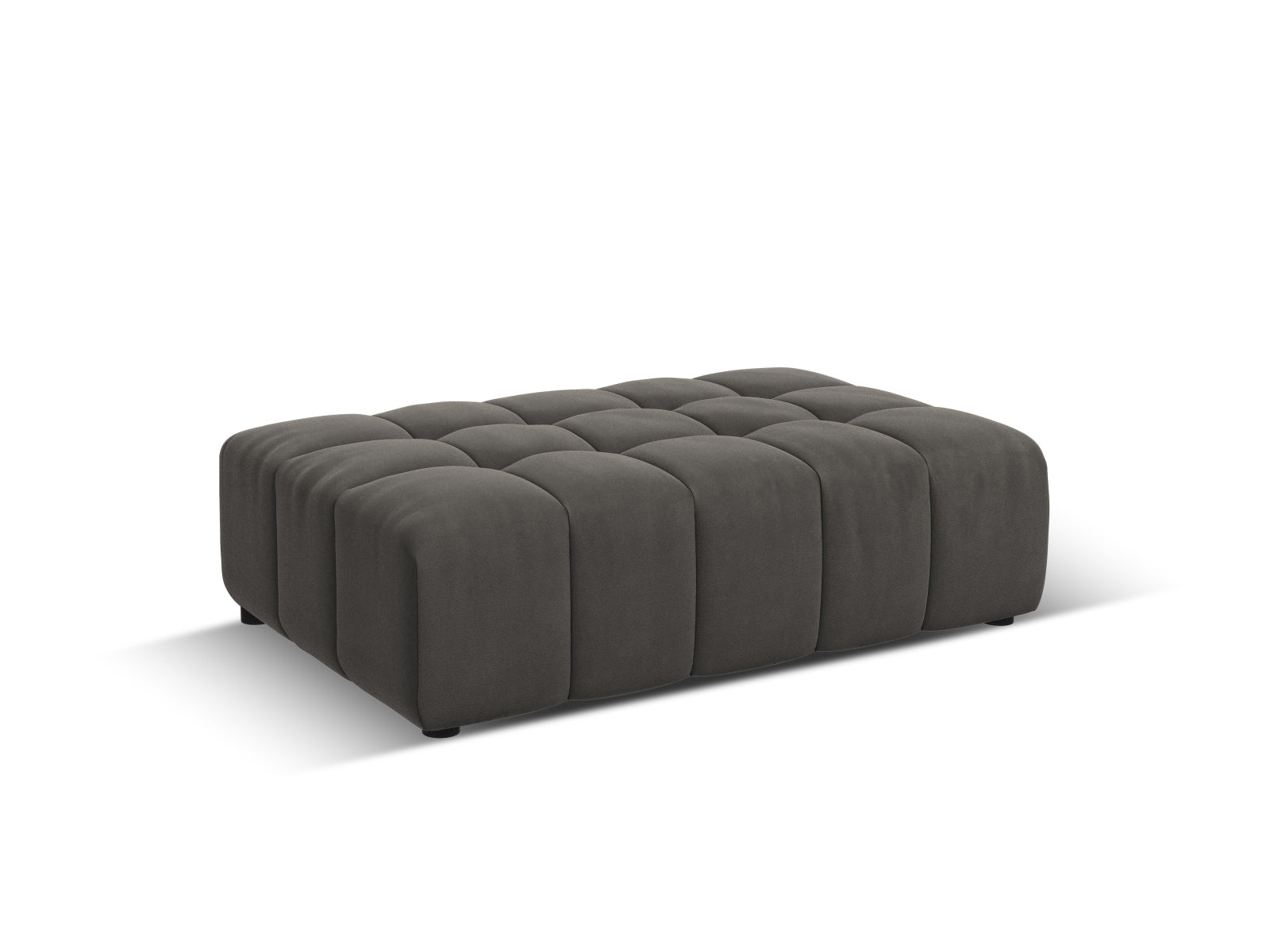 Stylischer Chicago Velour Pouf mit einem Durchmesser von 80 cm in sanftem Light Grey-Bluvel, ideal für modernes Wohndesign.