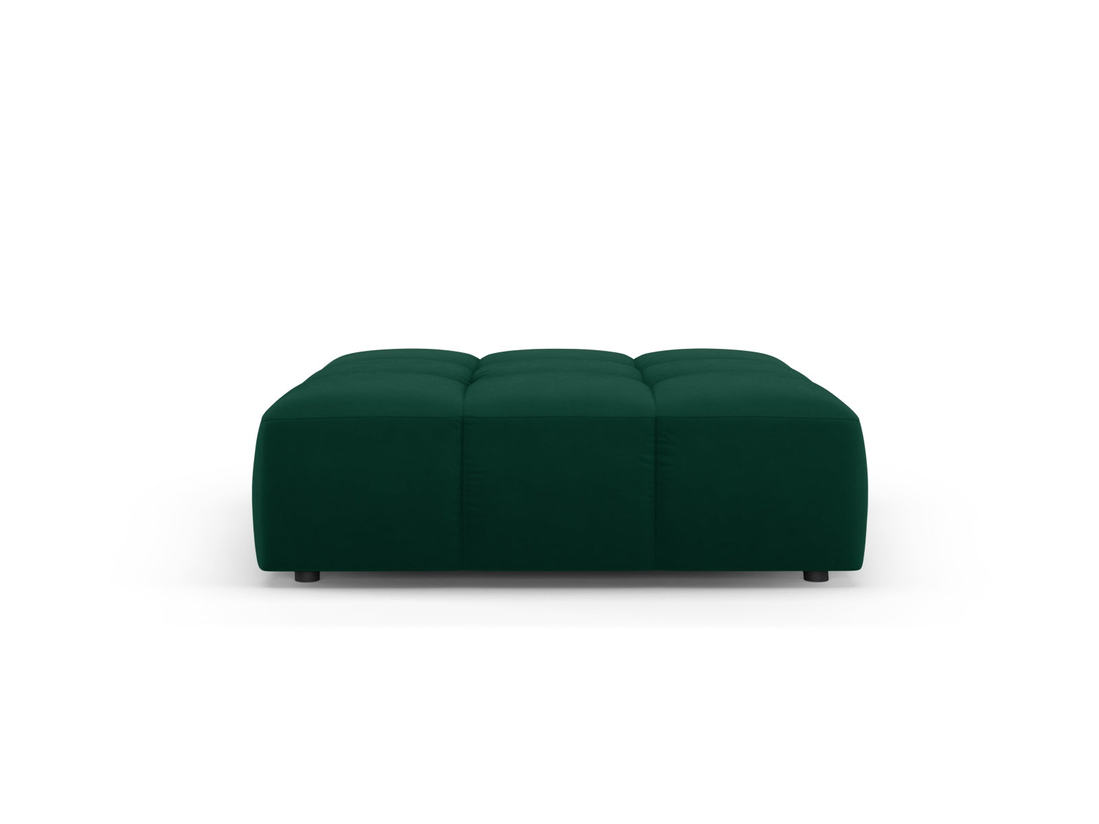 Eleganter 1-Sitzer Pouf Moritz in stilvollem Bottle Green-Bluvel, ideal für moderne Wohnräume und gemütliche Akzente.