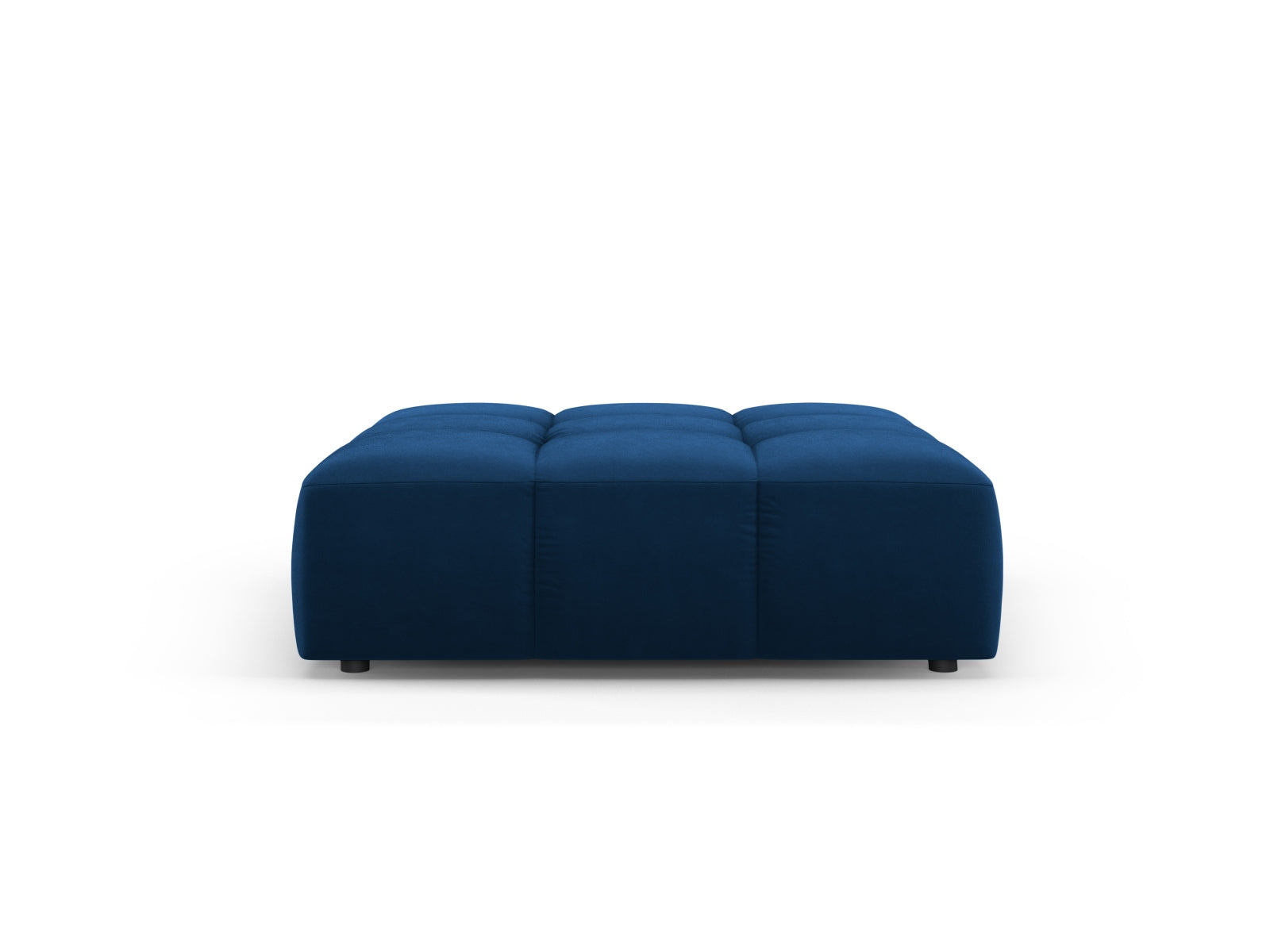 Eleganter 1-Sitzer Pouf Moritz in Royal Blue-Bluvel, ideal für stilvolle Akzente in jedem Raum, erhältlich bei KAQTU Design AG.