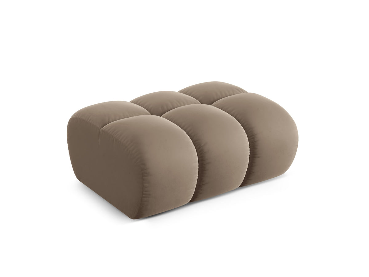 Rechteckiger Pouf Treno mit gepolsterter Sitzfläche, Stoffbezug und flachen schwarzen Beinen