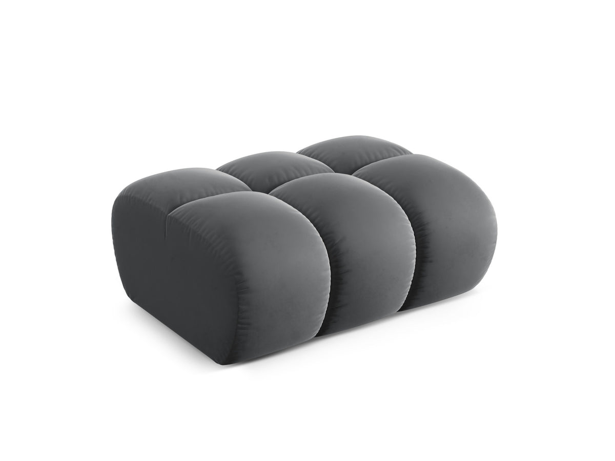 Rechteckiger Pouf Treno mit gepolsterter Sitzfläche, Stoffbezug und flachen schwarzen Beinen