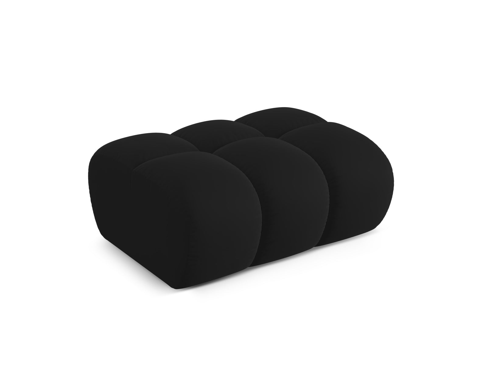 Eleganter 1-Sitzer Pouf Treno in stilvollem Black-Bluvel, ideal für moderne Wohnräume. Hochwertige Verarbeitung von Cosmopolitan Design.