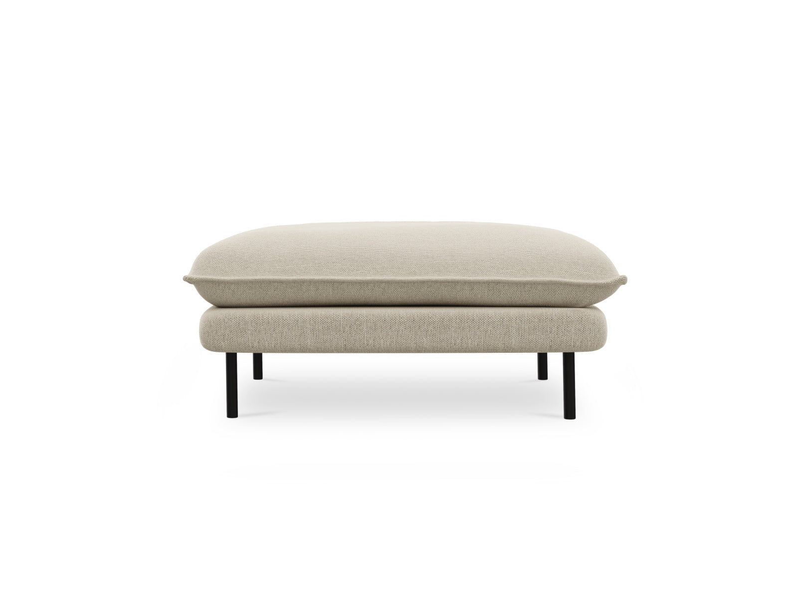 Stylischer Vienna Pouf in sanften Beige- und Schwarztönen, 80 cm Durchmesser, perfekt für moderne Interiors und entspannte Sitzmöglichkeiten.