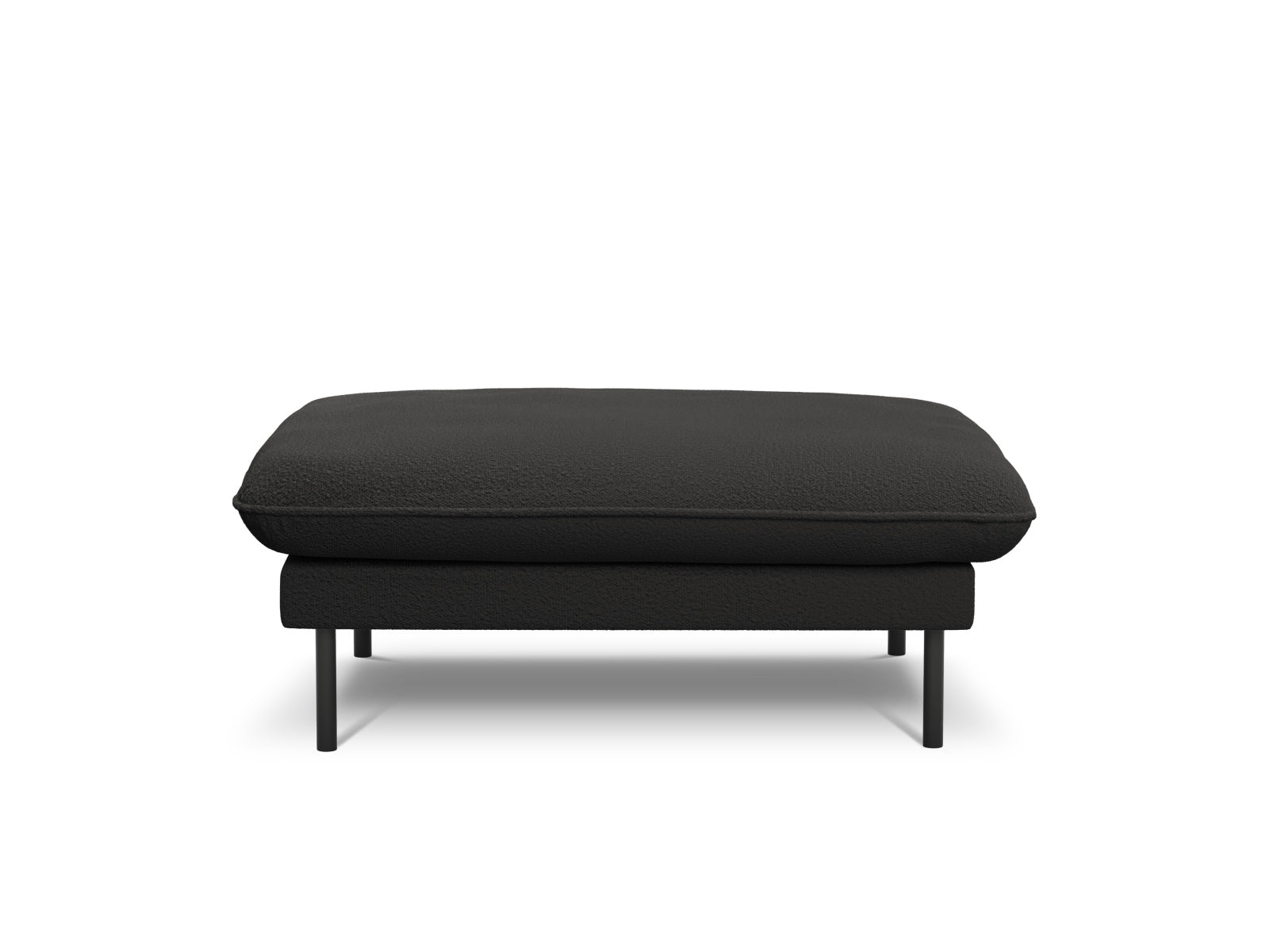 Eleganter Vienna Boucle Pouf in Schwarz, 80 cm Durchmesser, ideal als Sitzgelegenheit oder Fußablage, stilvolles Design von Cosmopolitan Design.