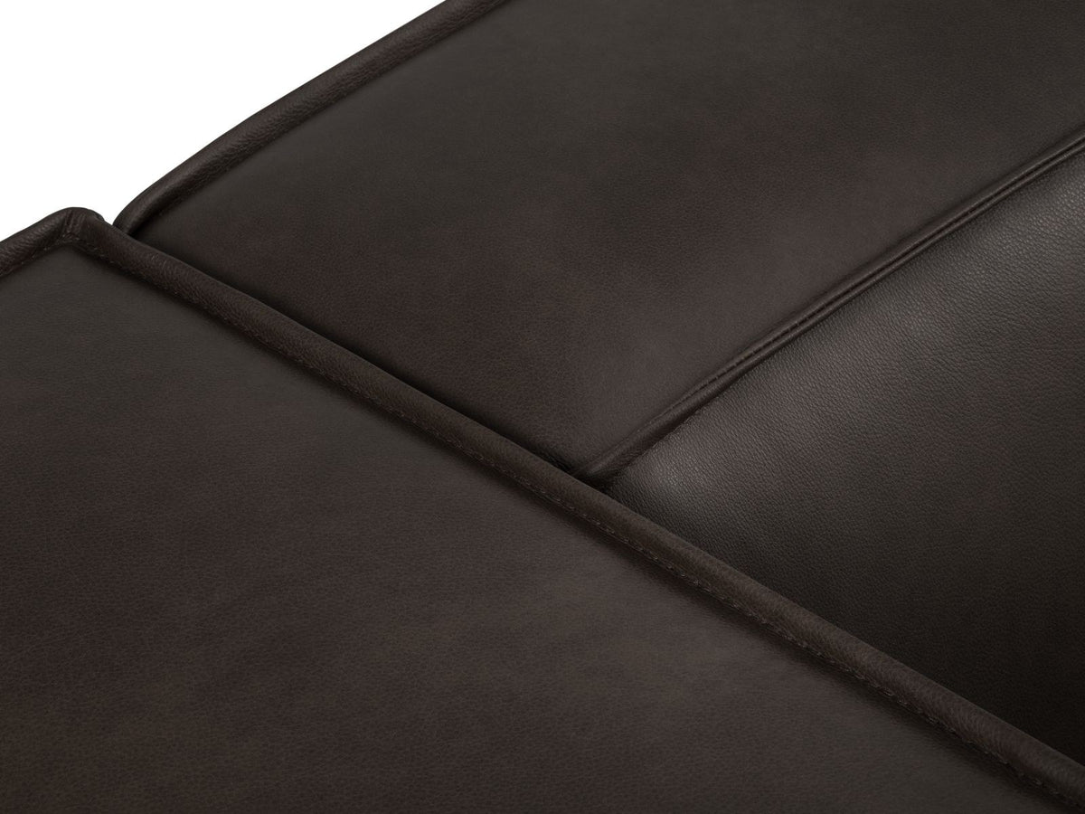 Runder Pouf Turin von Cosmopolitan Design in Grey Brown-Granada Echtleder mit sichtbarer Narbung, Buchenholzbeinen und robuster Polsterung.