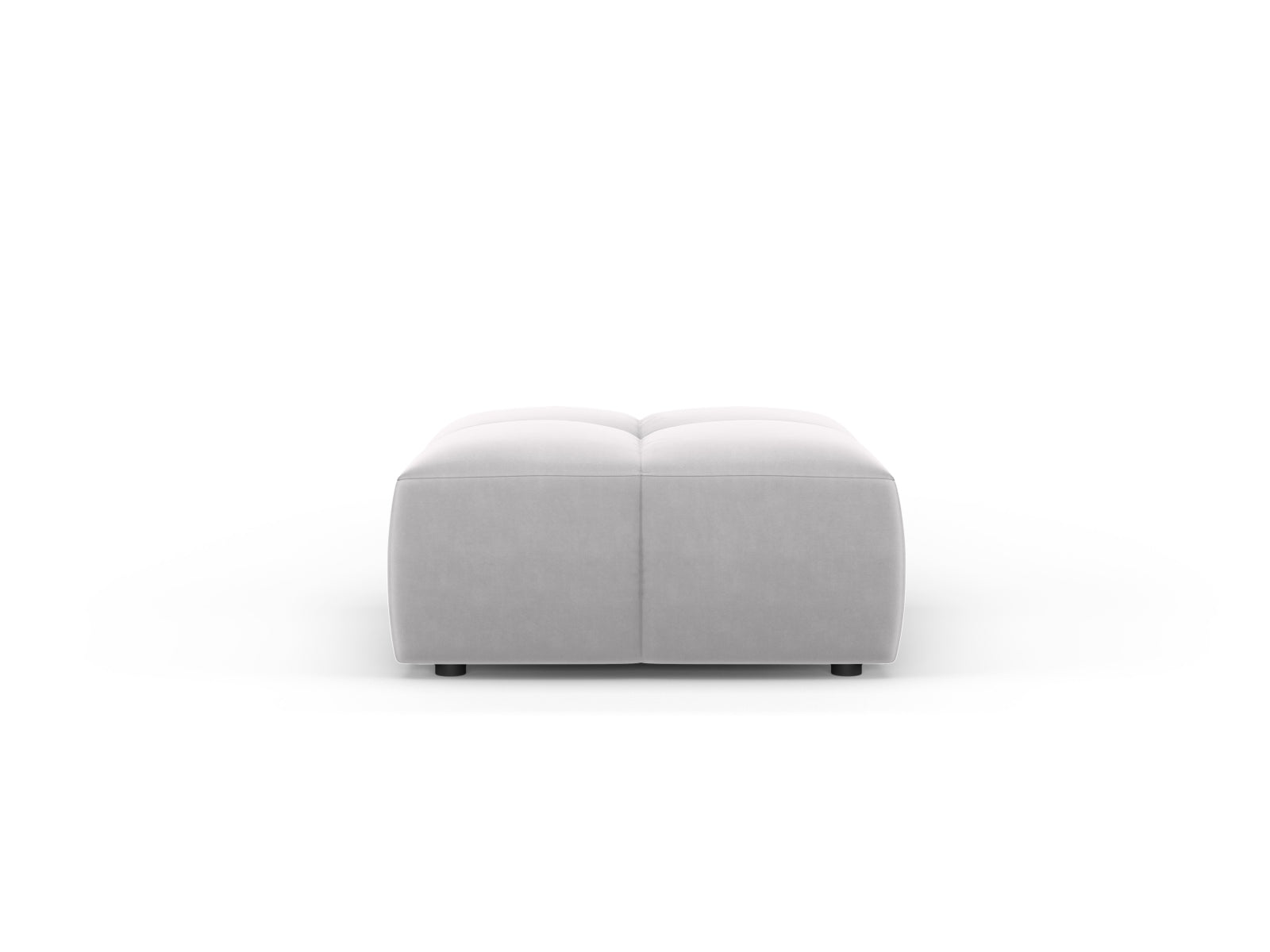 Eleganter 1-Sitzer Pouf Moritz in hochwertigem Silver-Bluvel, perfekt für stilvolle Wohnräume und entspannte Sitzgelegenheiten.