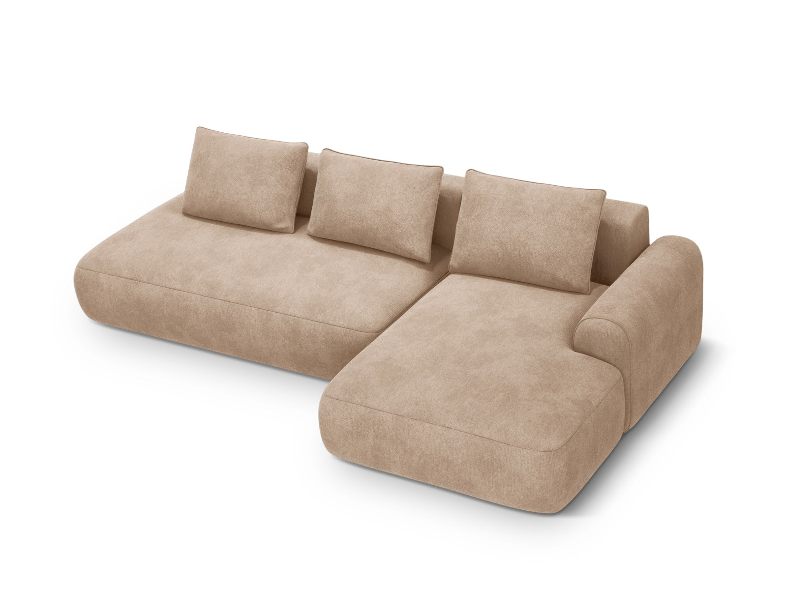 5-Sitzer Ecksofa rechts mit Schlaffunktion und Stauraum Calma in Dark Beige-Vogue präsentiert im Onlineshop von KAQTU Design AG. Bettsofa rechts ist von Cosmopolitan Design