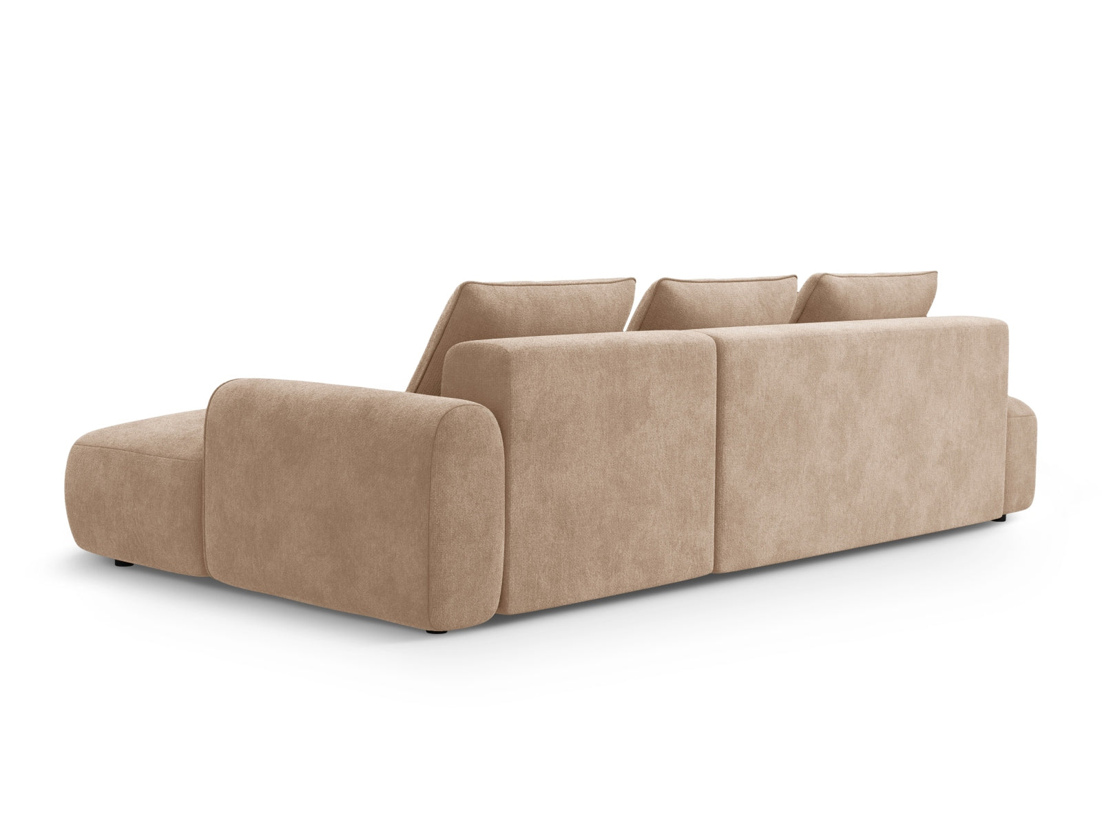 Modernes 5-Sitzer Ecksofa Calma in stilvollem Dark Beige-Vogue, perfekt für Gäste, mit cleverer Schlaffunktion und integriertem Stauraum.