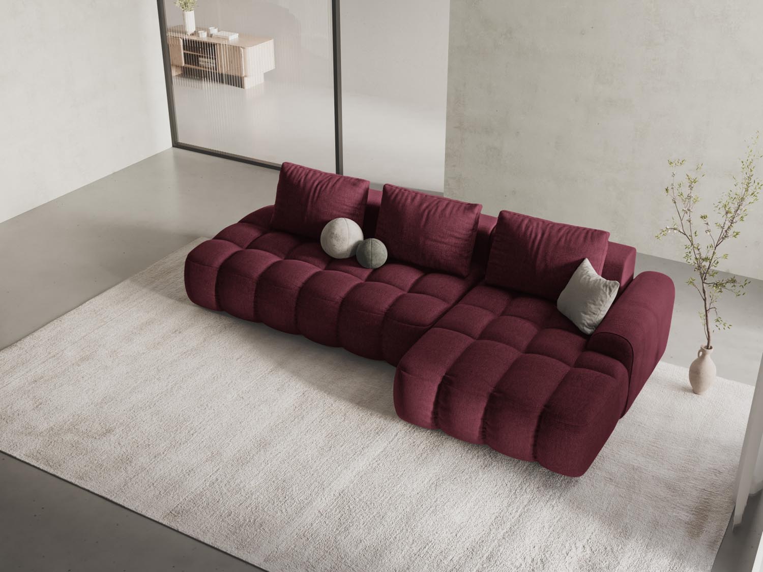 Entdecken Sie das elegante Linz Ecksofa rechts mit Schlaffunktion und Stauraum. Ideal für stilvolle Wohnräume und Übernachtungsgäste.