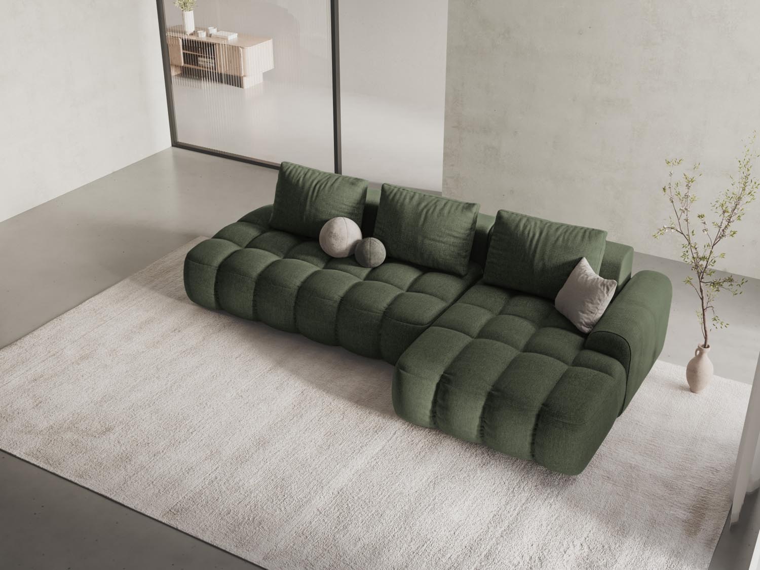 Entdecken Sie das Linz Ecksofa rechts von Cosmopolitan Design: stilvoll, funktional mit Schlaffunktion und Stauraum für Ihr Wohnzimmer.