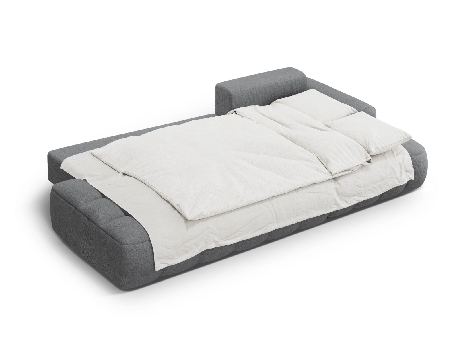 Das Linz Ecksofa rechts von Cosmopolitan Design vereint modernes Design mit praktischer Schlaffunktion und Stauraum – ideal für jedes Zuhause!