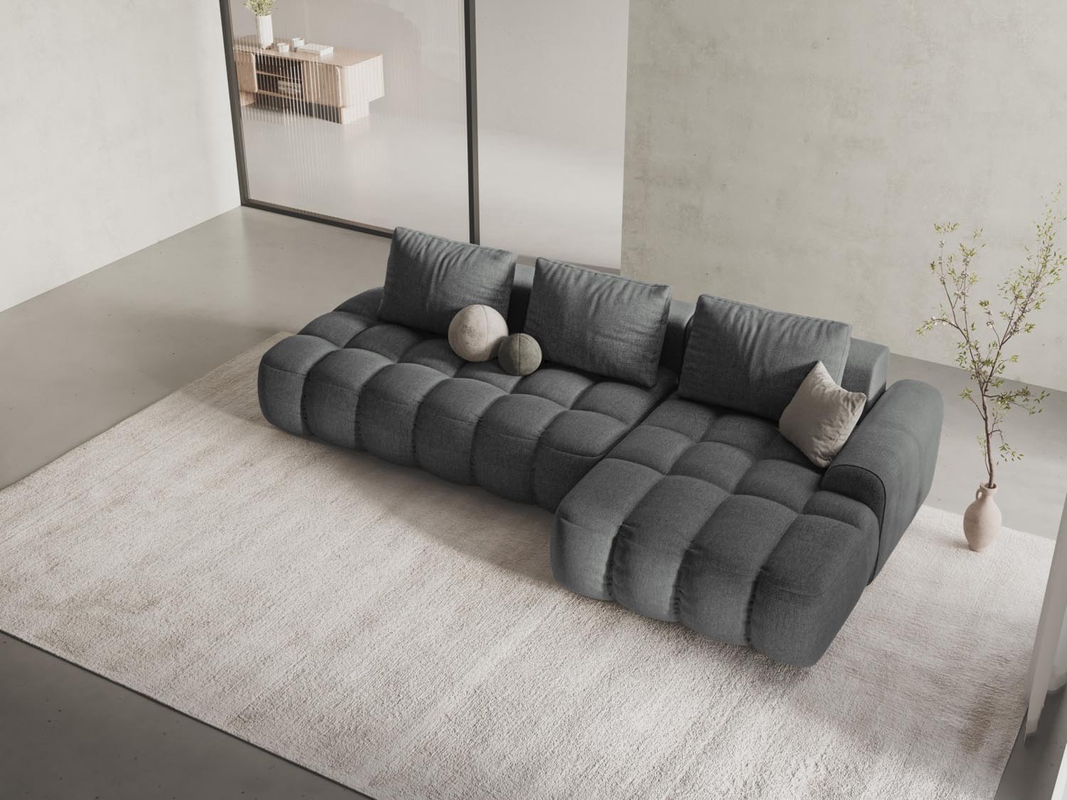 Entdecken Sie das Linz Ecksofa rechts von Cosmopolitan Design: stilvoll, mit Schlaffunktion und Stauraum für Ihr modernes Wohnzimmer.