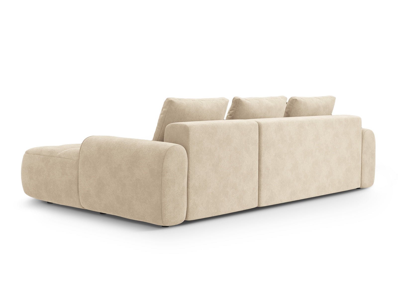 Beige Linz Ecksofa mit Schlaffunktion und Stauraum, 3-Sitzer, ideal für stilvolle Wohnräume und flexible Nutzung.