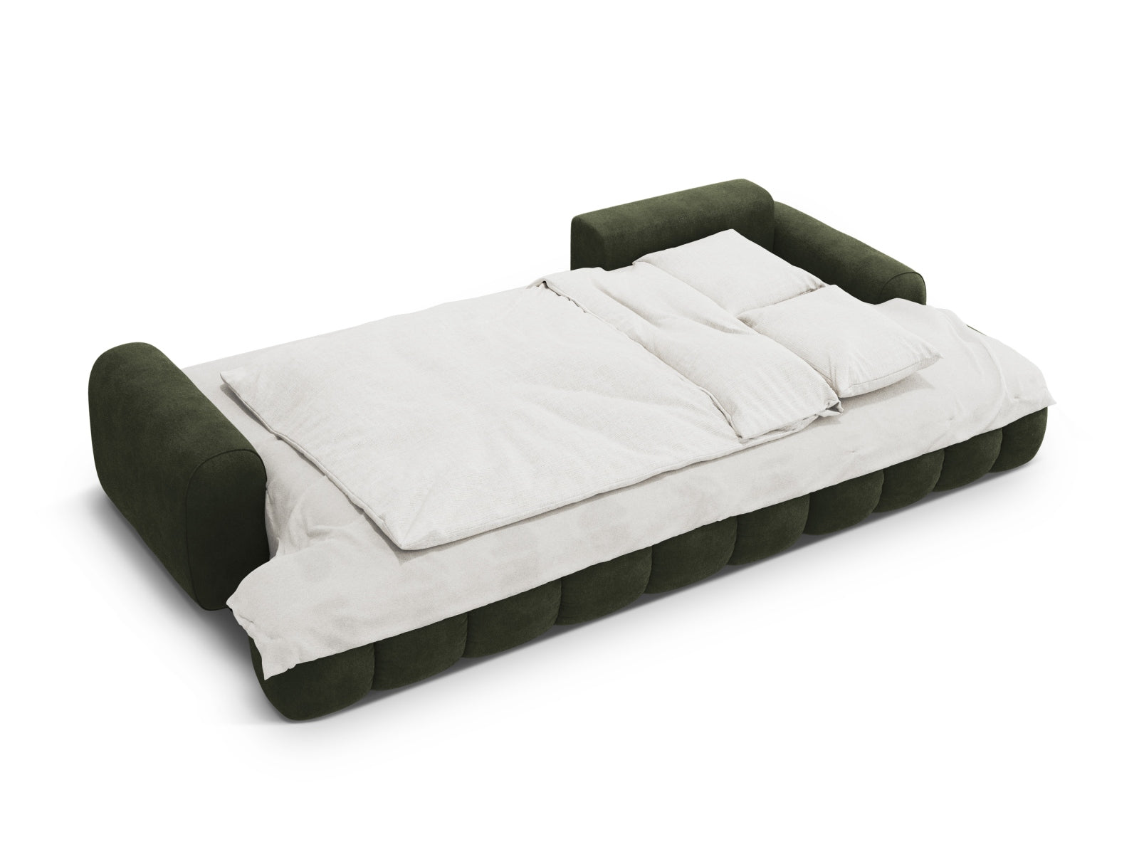 Elegantes Linz Ecksofa in ansprechendem Grün, 3-Sitzer mit praktischer Schlaffunktion und Stauraum für optimale Raumnutzung.