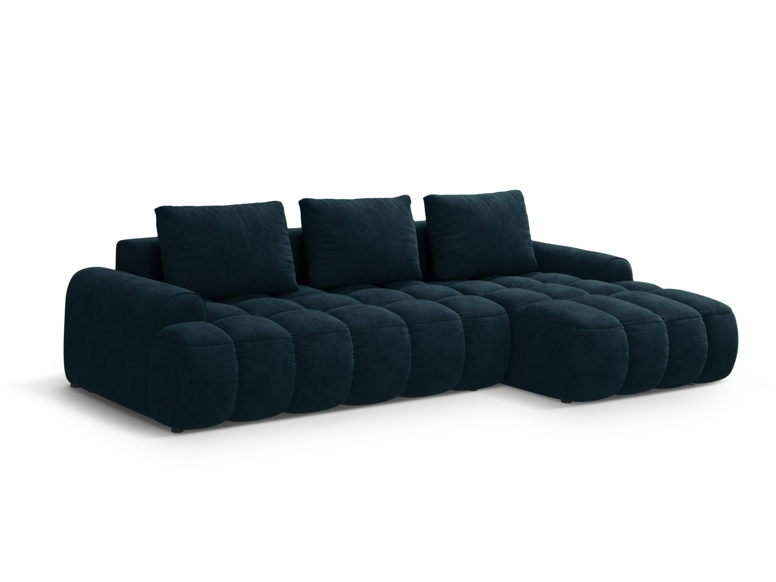 Elegantes Linz Ecksofa rechts in tiefem Petrol mit praktischer Schlaffunktion und Stauraum, perfekt für gemütliche Wohnzimmer.
