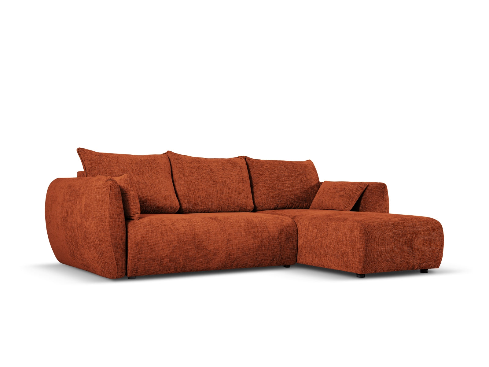 Elegantes 4-Sitzer Ecksofa Matera in Terracotta-Haga, ideal für Wohnräume, bietet Schlaffunktion und praktischen Stauraum.
