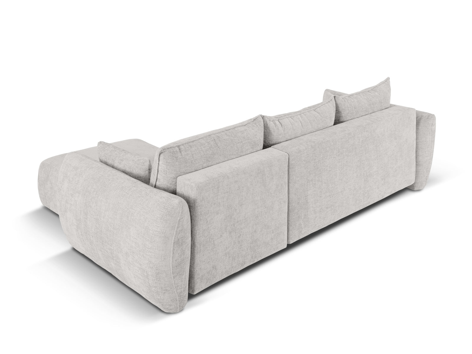 Modernes 4-Sitzer Ecksofa Matera in elegantem Grau, ideal für entspannte Abende und mit praktischem Stauraum für zusätzlichen Komfort.