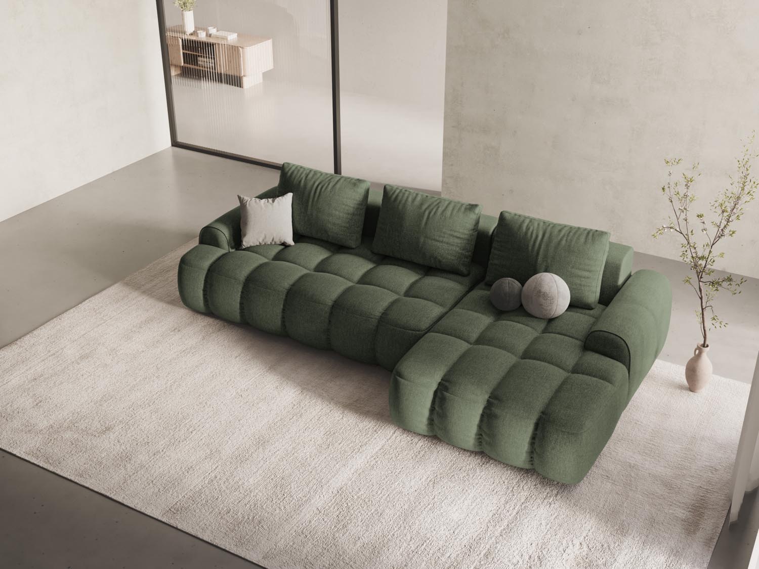 Entdecken Sie das Linz Ecksofa rechts von Cosmopolitan Design: stilvoll, funktional mit Schlaffunktion und Stauraum für Ihr Wohnzimmer.