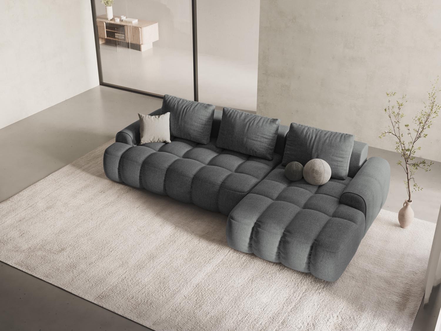 Entdecken Sie das Linz Ecksofa rechts von Cosmopolitan Design: stilvoll, mit Schlaffunktion und Stauraum für Ihr modernes Wohnzimmer.