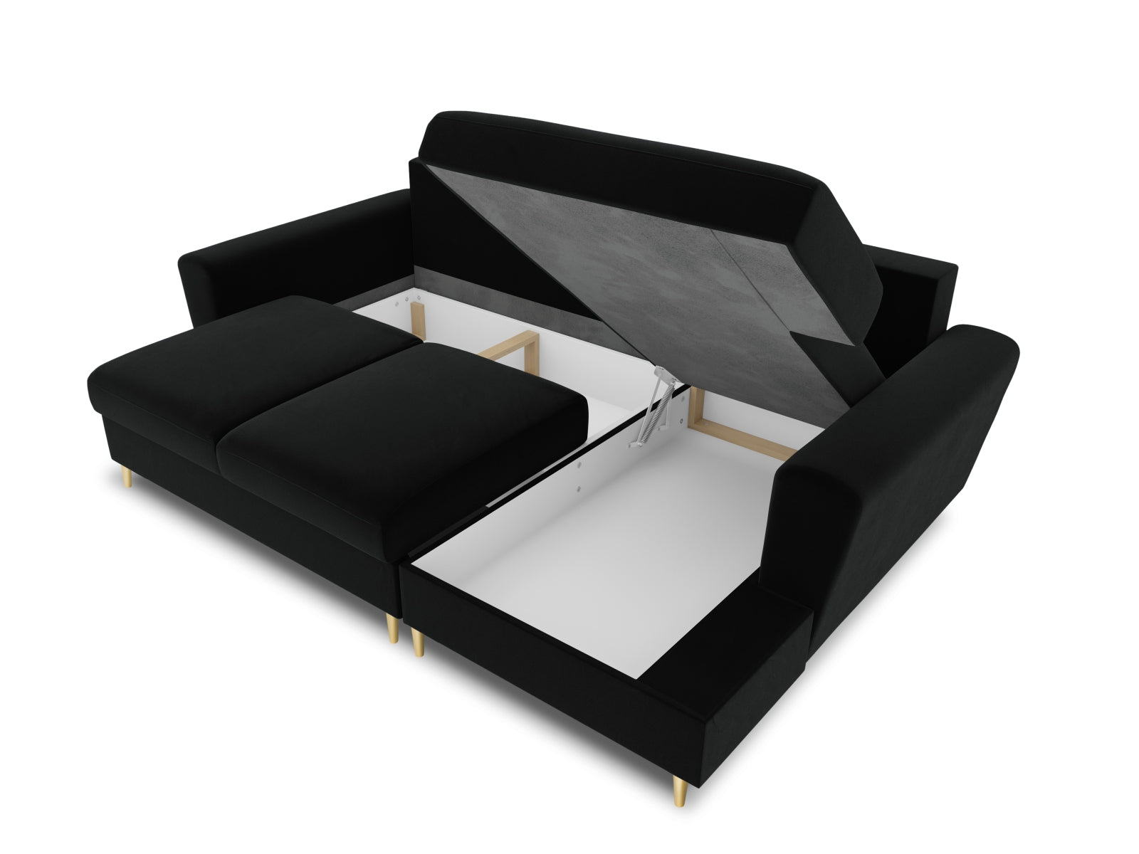 Erleben Sie das Kyoto Velour Ecksofa rechts – ein stilvolles 4-Sitzer Sofa mit praktischer Schlaffunktion und Stauraum für Ihr Zuhause.