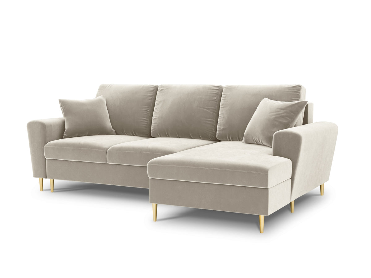 Kyoto Ecksofa rechts mit Schlaffunktion und Stauraumbox 4 Sitzer 145cm in Light Beige-Riviera präsentiert im Onlineshop von KAQTU Design AG. Bettsofa rechts ist von Cosmopolitan Design