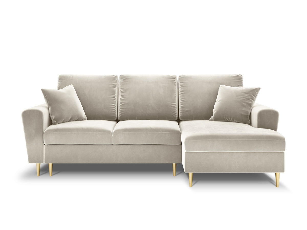 Kyoto Ecksofa rechts mit Schlaffunktion und Stauraumbox 4 Sitzer 145cm in Light Beige-Riviera präsentiert im Onlineshop von KAQTU Design AG. Bettsofa rechts ist von Cosmopolitan Design