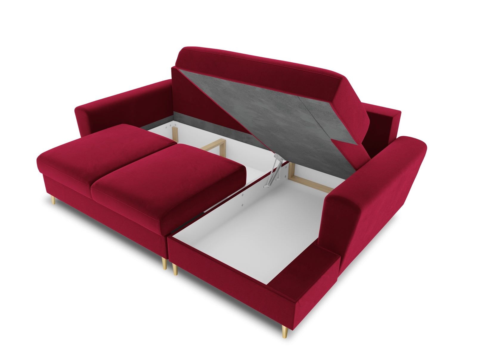 Erleben Sie das Kyoto Velour Ecksofa rechts – ein stilvolles 4-Sitzer Sofa mit praktischer Schlaffunktion und Stauraum für Ihr Zuhause.