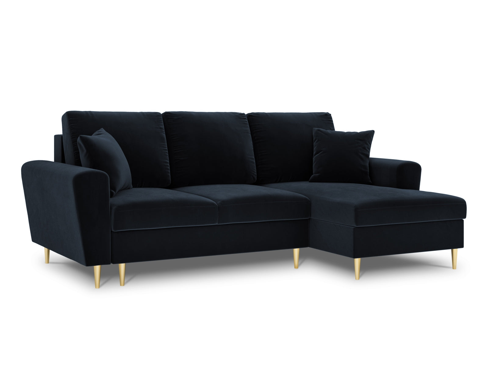 Erleben Sie das Kyoto Velour Ecksofa rechts – ein stilvolles 4-Sitzer Sofa mit praktischer Schlaffunktion und Stauraum für Ihr Zuhause.